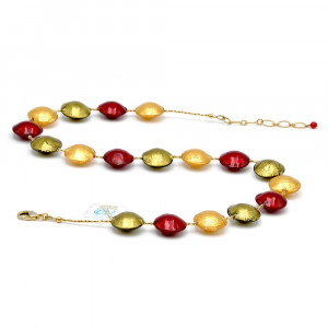 Ketting sieraden rood en goud originele murano glas