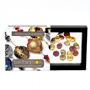 Rode en gouden ketting sieraden originele murano glas