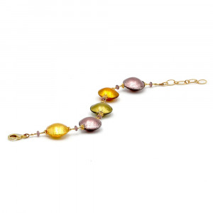 Pulseira cristal murano roxa e ouro de veneza