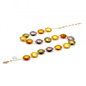 Necklace gold and parma in genuine murano glass from venice