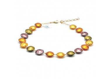 Gold and parma necklace in genuine murano glass from venice