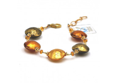 Bracciale multicolore oro autentico vetro di murano