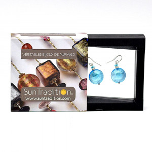 Boucles d'oreilles verre bleu