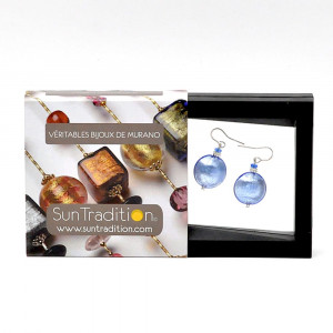 Pastiglia blue ocean earrings real venice murano glass