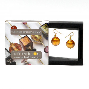 Pastiglia amber gold or  earrings true murano glass  venice