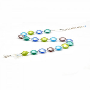 Ketting zilver multi-gekleurd murano glas van venetië