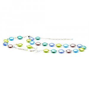 Conjunto de joyas multicolore azul plata genuino cristal de murano de venecia