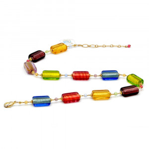 Ketting goud en multi gekleurd murano glas van venetië