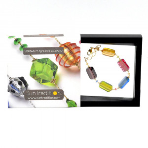 4 seasons summer -  genuine multicolor murano glass bracelet from venice