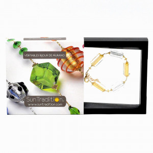 4 saisons hiver - bracelet en veritable verre de murano de venise