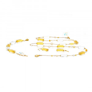 Conjunto de joyas oro verdadero cristal de murano collar largo venecia