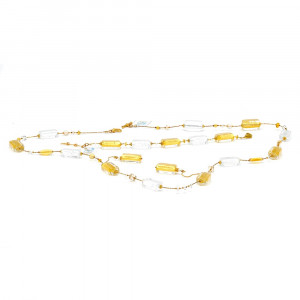 4 estaciones invierno - conjunto de joyas oro verdadero cristal de murano collar largo venecia