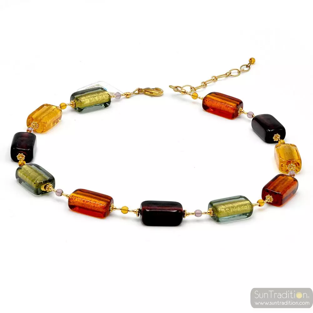 4 estaciones de otoño - joya collar multicolore verdadero cristal de murano venecia