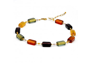 Collier en verre de murano multicolore en veritable verre de murano de venise