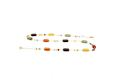 Necklace long multi-colored italian jewelry in gold and murano glass