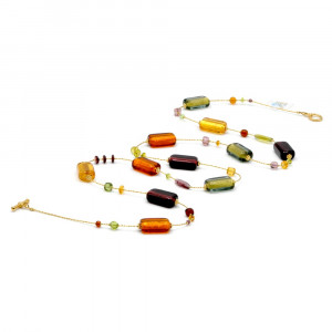 Ketting multi-gekleurde sieraden italiaanse goud en murano-glas