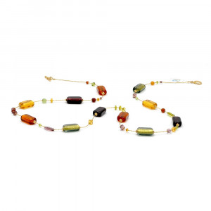 Kette lang italienischer schmuck bernstein in gold und aus echtem muranoglas