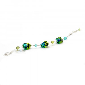 Bracciale in vetro di murano, verde e blu