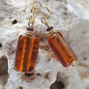 Amber murano glass earrings from venice