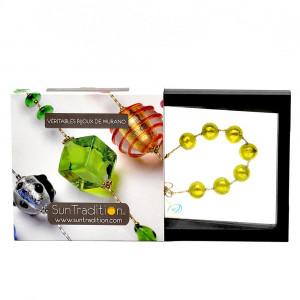  bracelet murano ball vert anis - bracelet vert anis en veritable verre de murano de venise ball vert anis