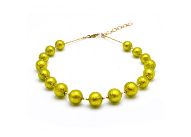 Collana verde lime gioiello, originale in vetro di murano di venezia