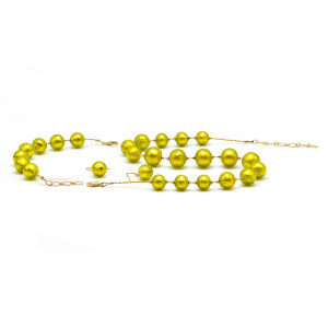 Conjunto de cristal murano verde anis e ouro