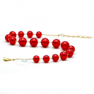 Red collar and gold - collar red genuine murano glass of venice