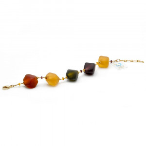 Pulseira de perlas de oro y cristal de murano - pulsera  joya de cristal de murano venecia