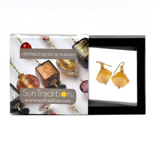 Scoglio satin gold earrings genuine venice murano glass