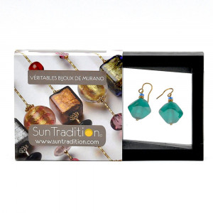 Scoglio satin green earrings genuine venice murano glass