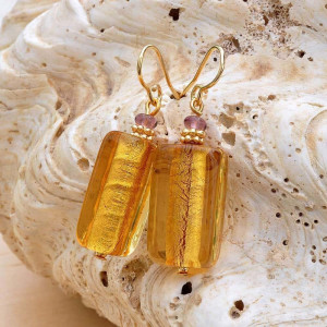 Boucles d'oreilles murano or ambre