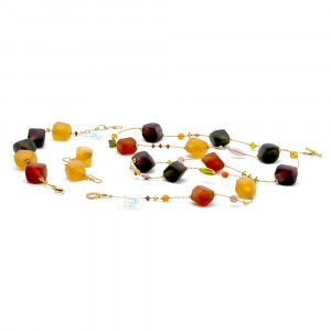 Schmuckset kette gold lang herbstfarben schmuck aus echtem muranoglas