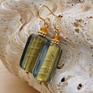 Green murano glass earrings