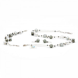 Silver murano glass jewellery set - silver glass murano venice