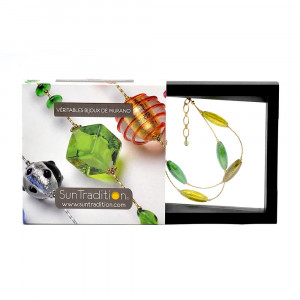 Groene en gouden bracelet - bracelet originele murano glas