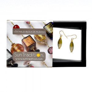 Aretes cristal murano oro gris oliver