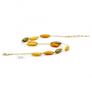 Collier en verre de murano ambre et or