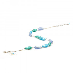  kette blau und silber aus echtem murano glas