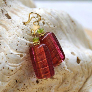 Strawberry murano glass jewelry earrings