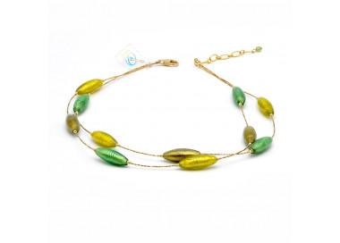 Collar verde e oro joya de cristal de murano venecia