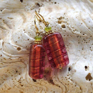 Boucles d'oreilles murano fraise