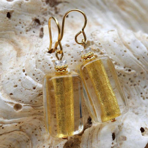 Gold murano glass jewelry earrings