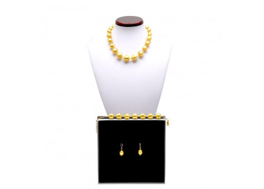 Murano glass gold jewellerey set -  gold ball pearls murano glass jewellery set true italian jewel from venice