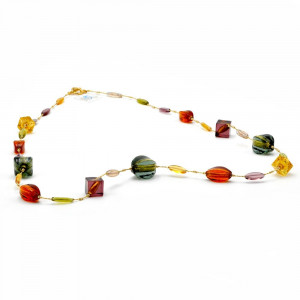 Long necklace in genuine murano glass amber venice