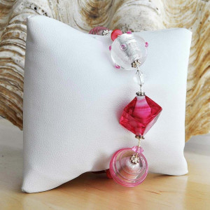 Bracelet murano rose et argent