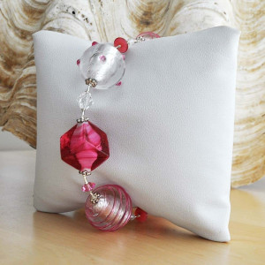 Bracelet rose verre murano