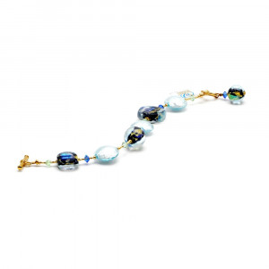 Bracelet en veritable verre de murano bleu 