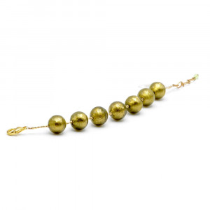 Ball khaki green bracelet - genuinemurano glass bracelet venice