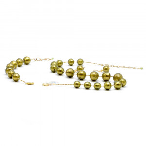 Ball green army jewelry set of genuine murano glass