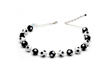 Ball white-black peas murano glass necklace